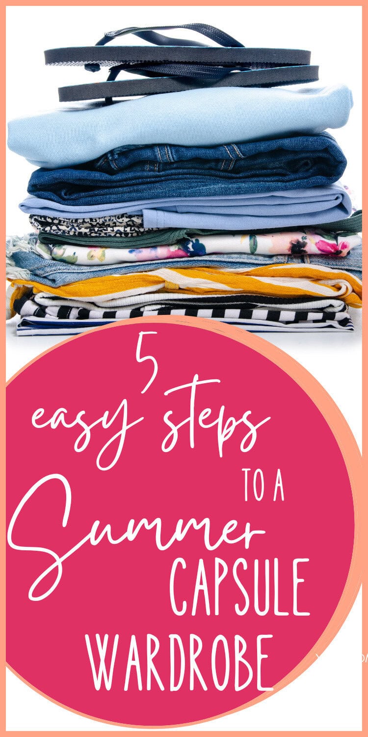 stack of summer clothes easy steps to summer capsule wardrobe