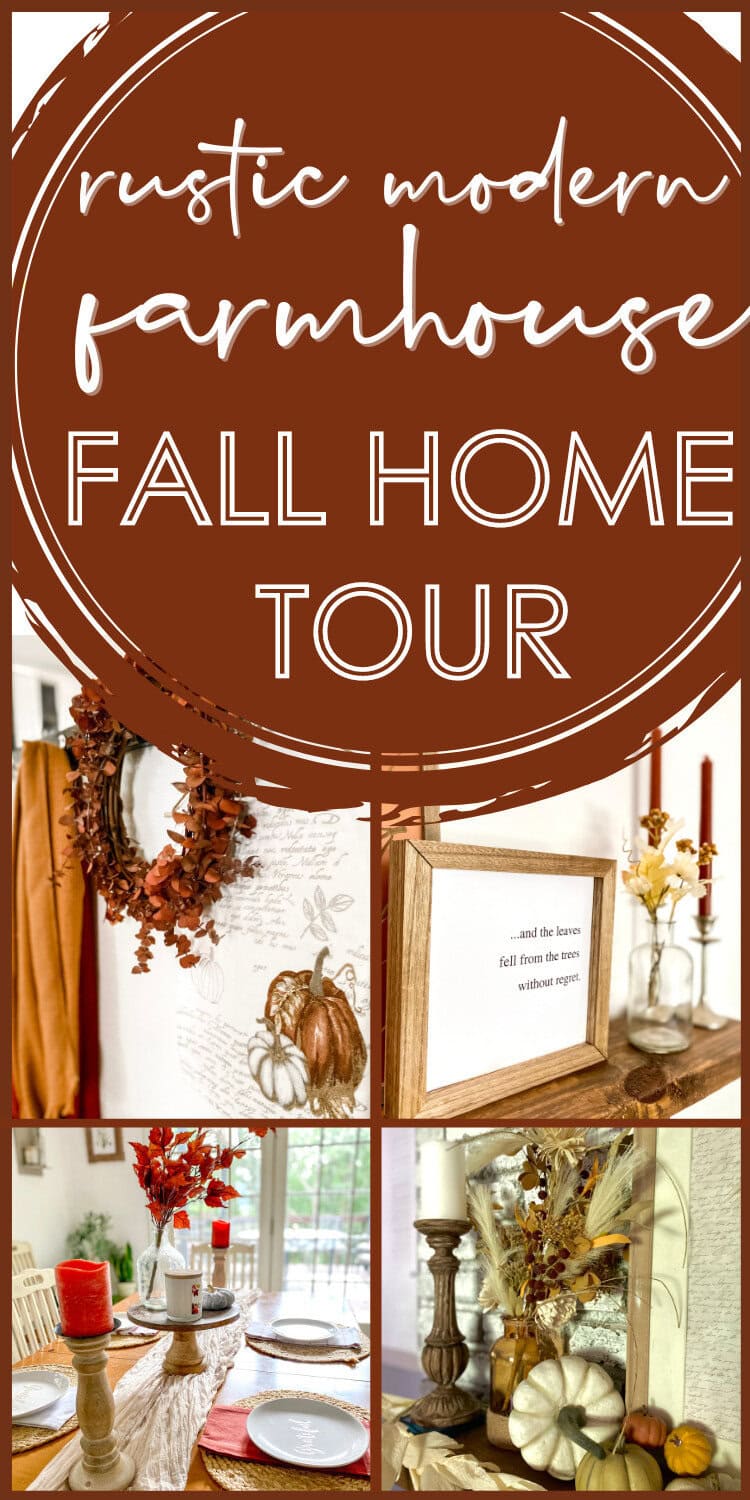 Rustic modern farmhouse fall home tour with autumn decor and seasonal accents, cozy interior design ideas, fall decorating tips, and farmhouse style inspiration.