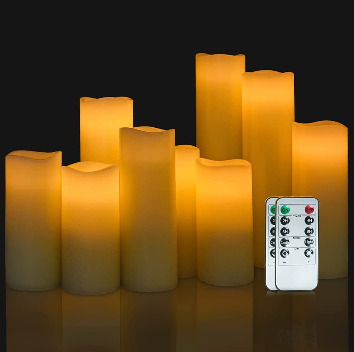Soft glowing LED candles with remote control for ambiance lighting and relaxation. Perfect for home decor, romantic evenings, or creating a cozy atmosphere indoors.