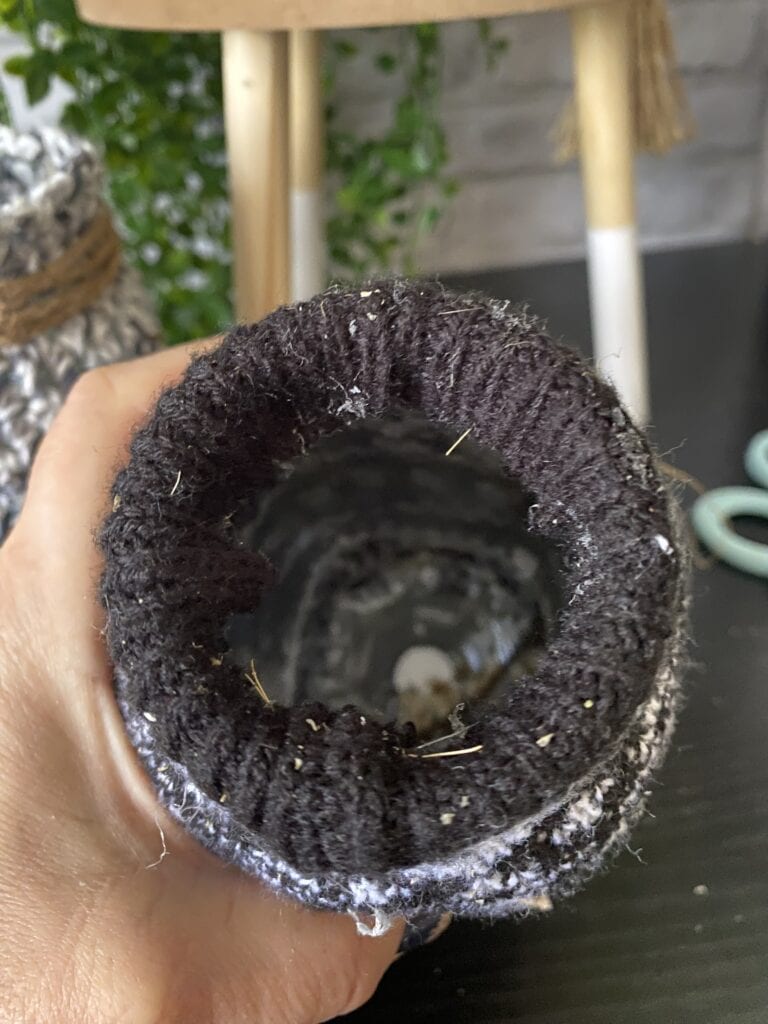 top of jar with sweater cover