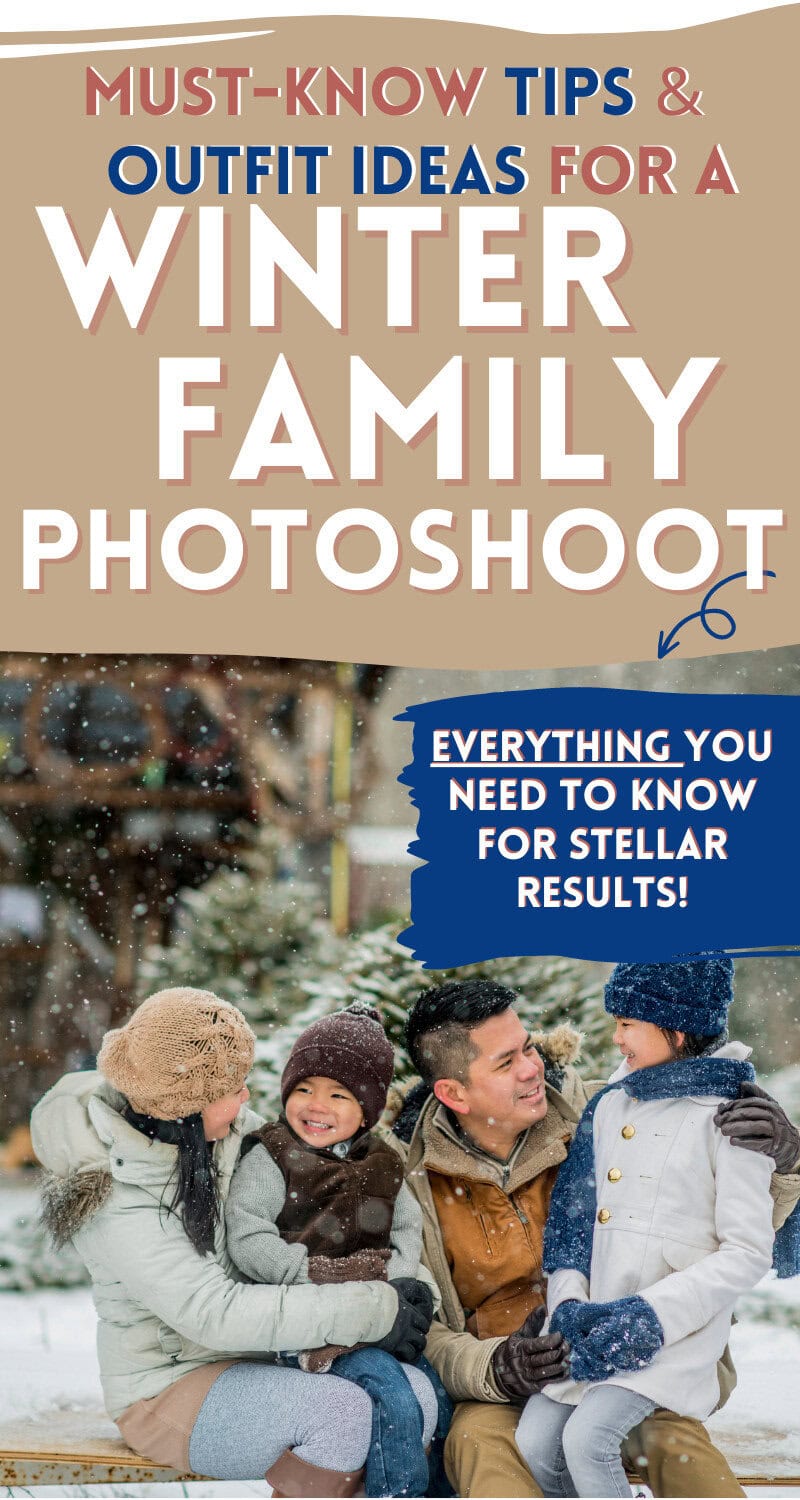 Enjoying a joyful winter family photo shoot outdoors with kids and parents in warm clothes, snowy backdrop, capturing happy moments for winter family photos. Perfect winter family photoshoot ideas.