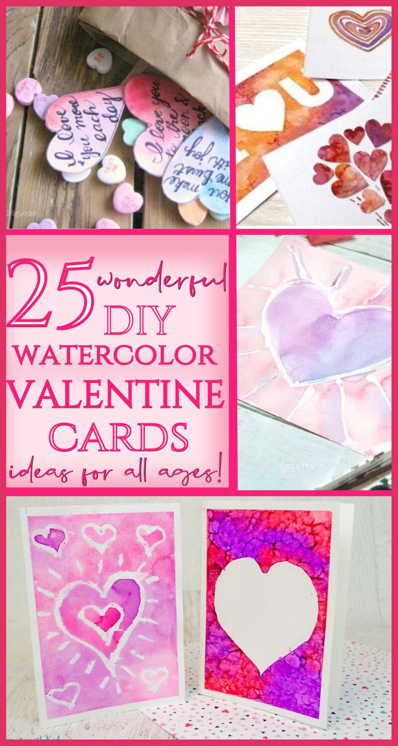25 wonderful diy watercolor valentine card ideas collage with various sample.