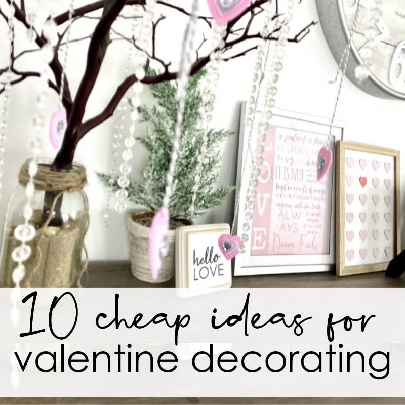 Colorful Valentine's Day wall art and decor with hearts, love-themed prints, and inexpensive decorating ideas for celebrating Valentine's Day on a budget.