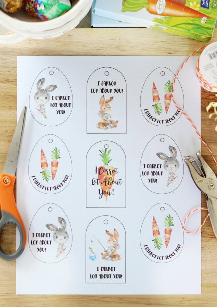 Sheet of I carrot lot about you easter tags