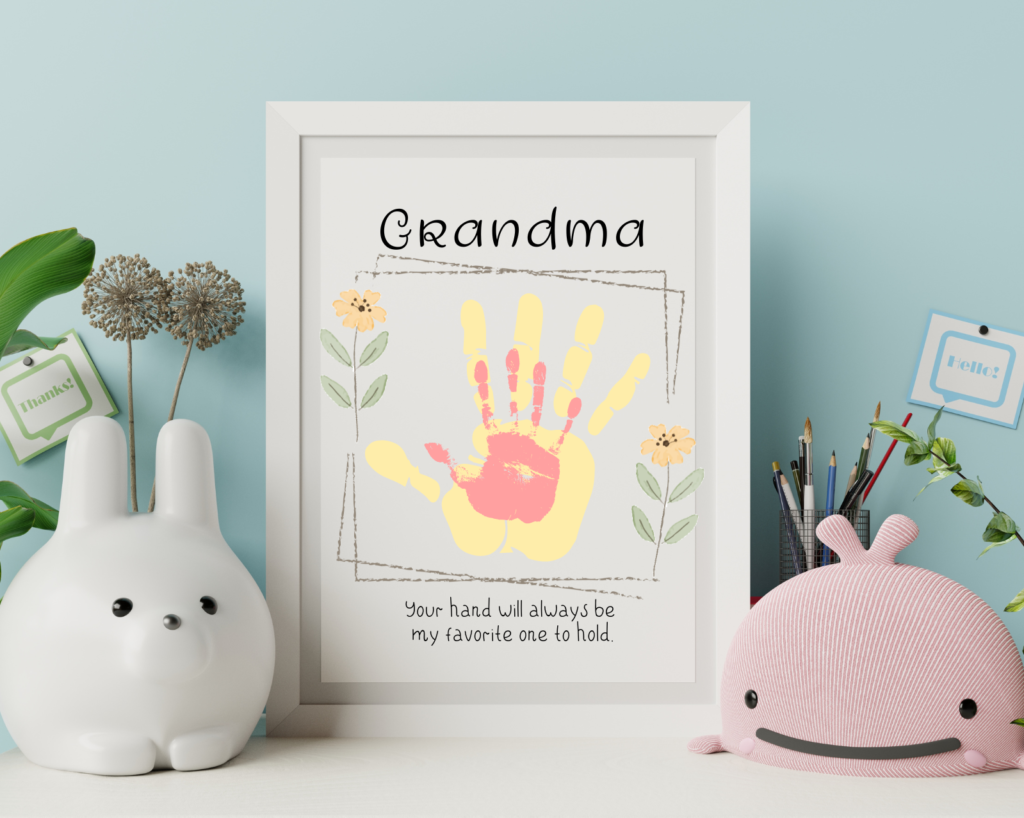 child's room grandma handprint craft with child's handprint
