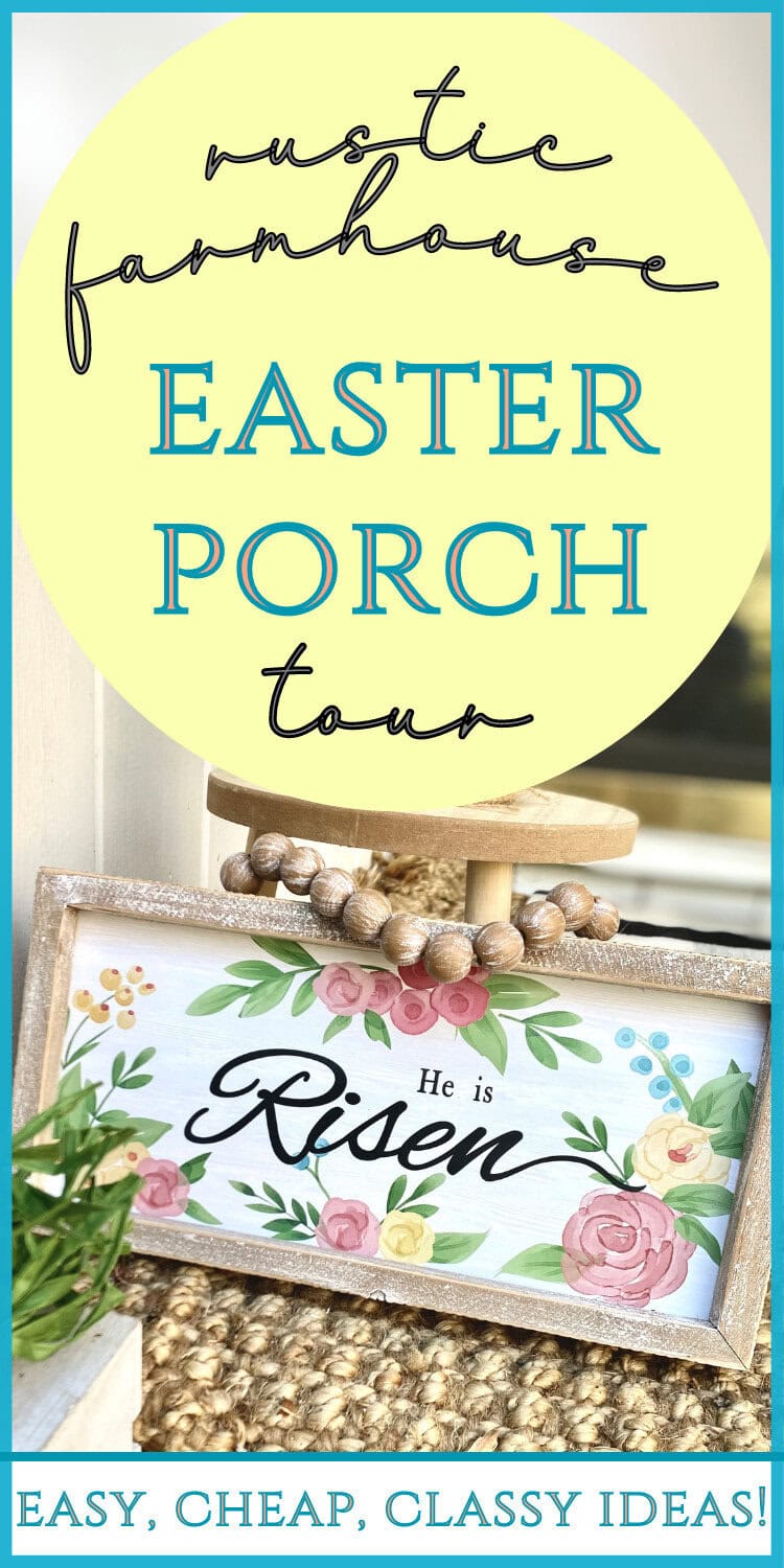 Colorful Easter porch sign with floral design and inspirational message about the resurrection, perfect for spring home decor and holiday celebrations.