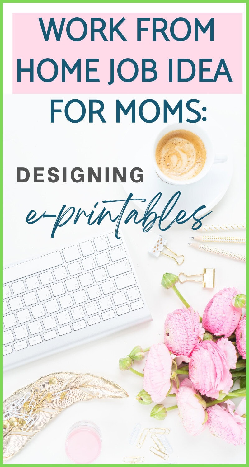 pretty computer scene pin for work from home job idea for moms creating e printables