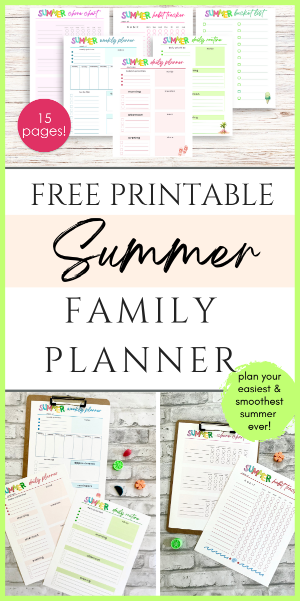 summer free printable family planner with sample sheets