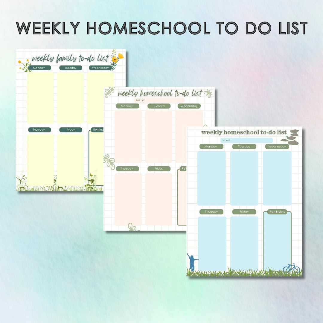 Homeschool Weekly & Daily Schedule Planner Free Printable Template