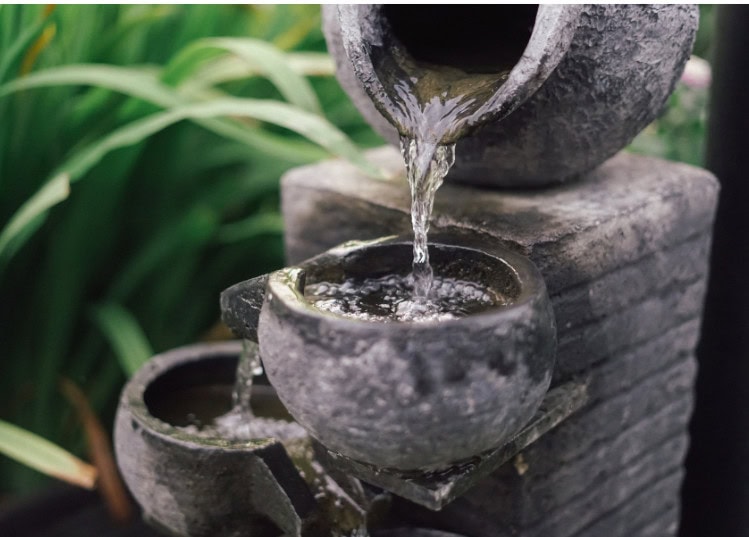 cascading water fountain concrete structure for patio