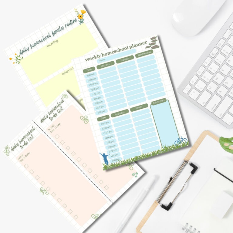 Homeschool Weekly & Daily Schedule Planner Free Printable Template