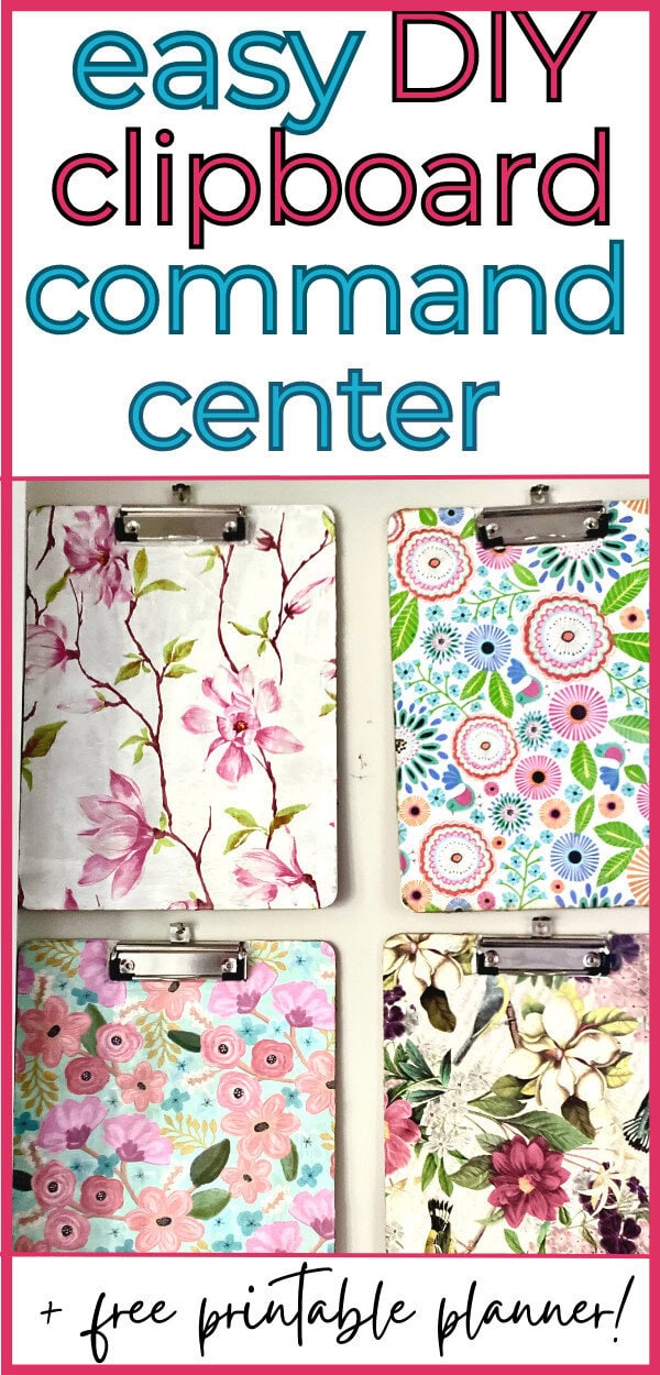 family command center clipboard pin with colorful clipboards