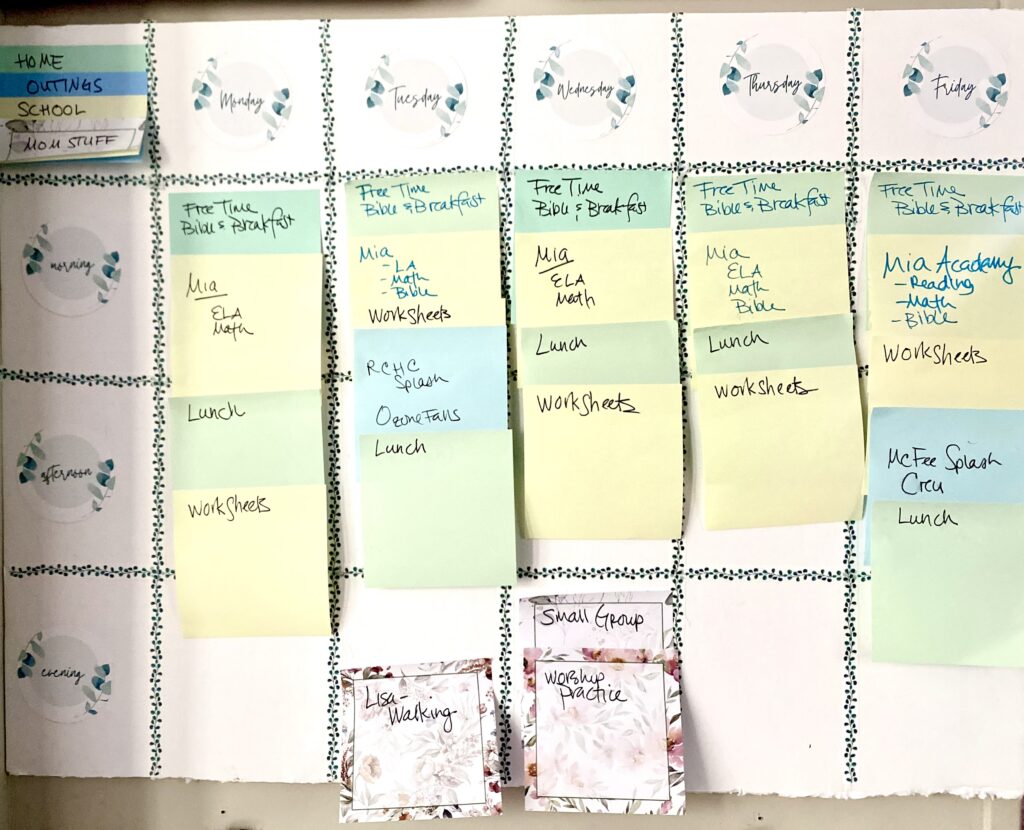 foam board weekly calendar