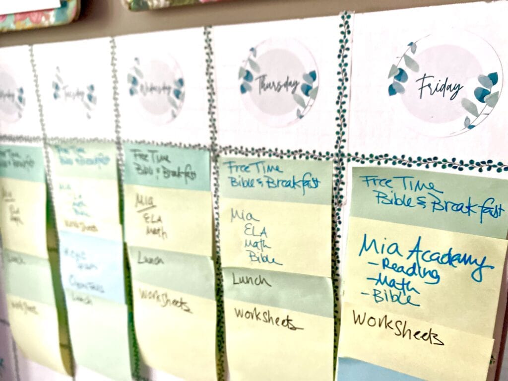 days of the week stickers on foam board weekly planner for family command center with clipboards