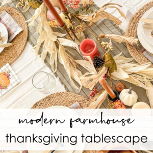 top view modern farmhouse thanksgiving tablescape