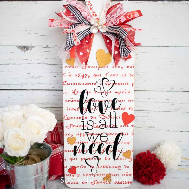 Love is all we need valentine's Day gift, romantic decorative sign, heartfelt love quote, anniversary home decor, love message plaque, cute Valentine's gift for him or her.