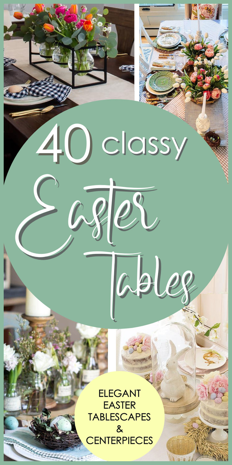 easter tablescape collage with rustic and modern farmhouse table decor for Easter