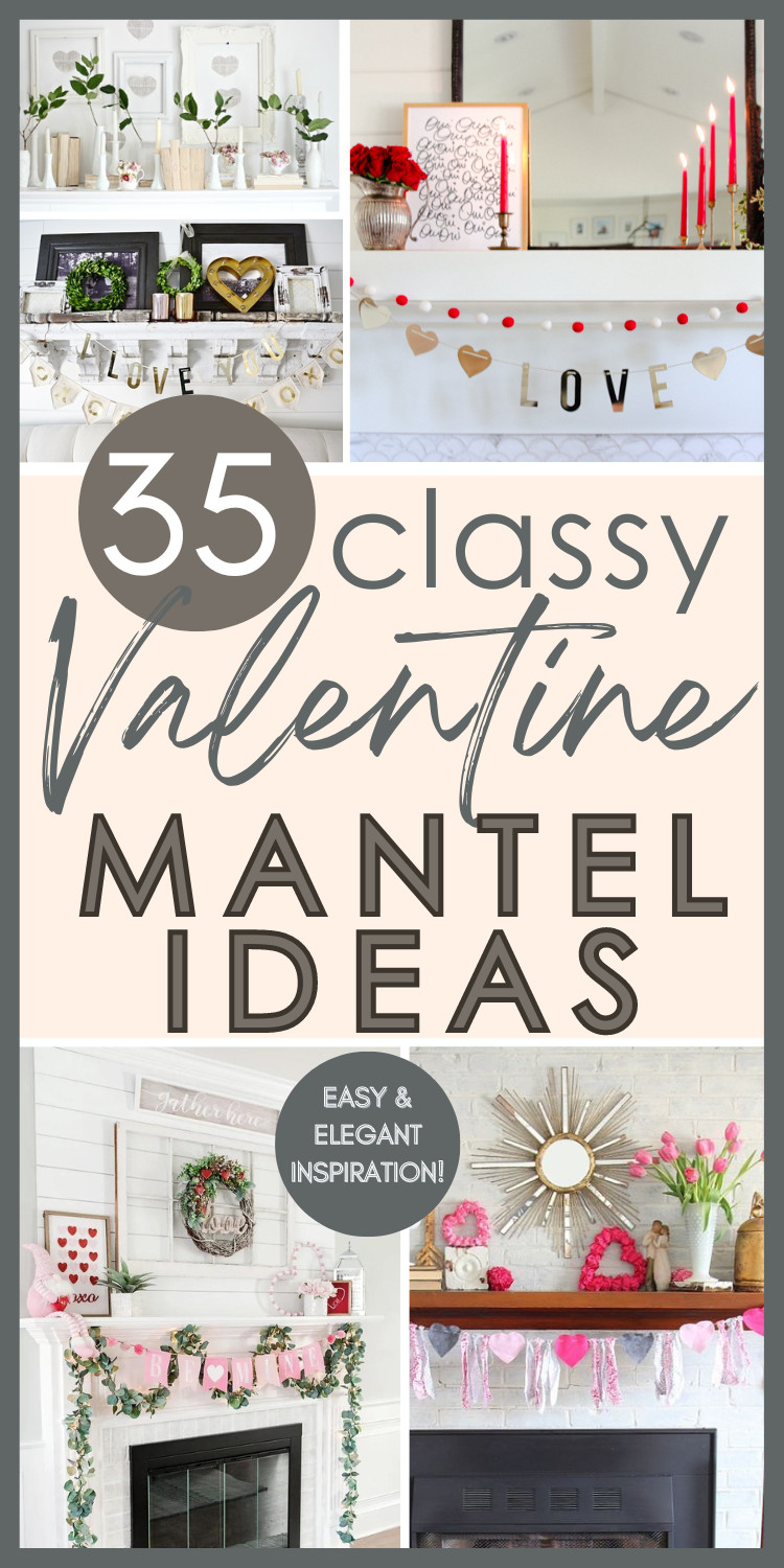 valentine's day mantel collage with classy ideas