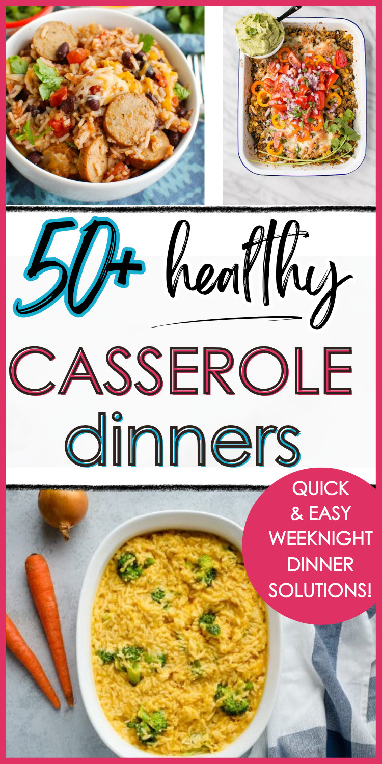 collage healthy casserole dinner recipes with various casserole images