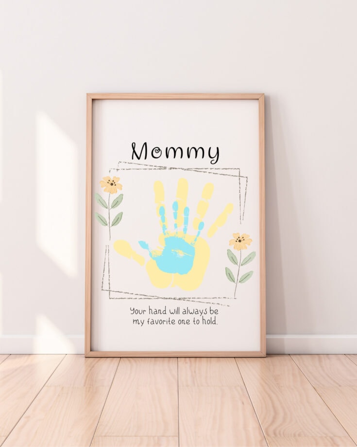 mommy handprint free printable your hand will always be my favorite hand to hold in frame for Mother's day gift