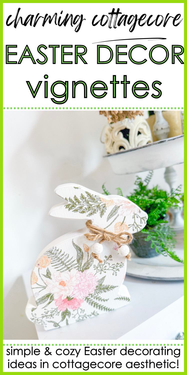 easter cottagecore vignette with decoupage bunny