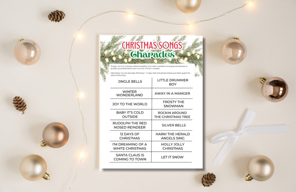 christmas songs charades free printable