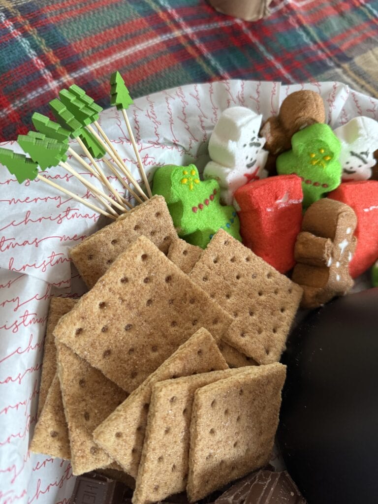 graham chrackers on smores christmas board