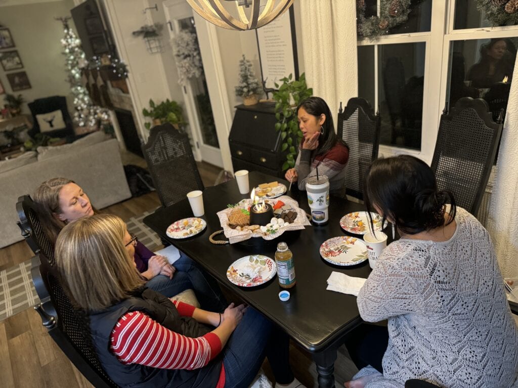 mom's homeschool get together with smores board