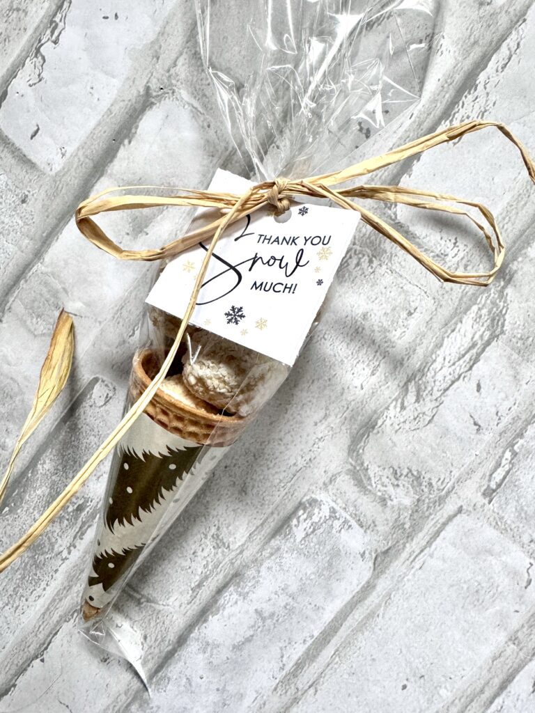 square tag with snowcone gift
