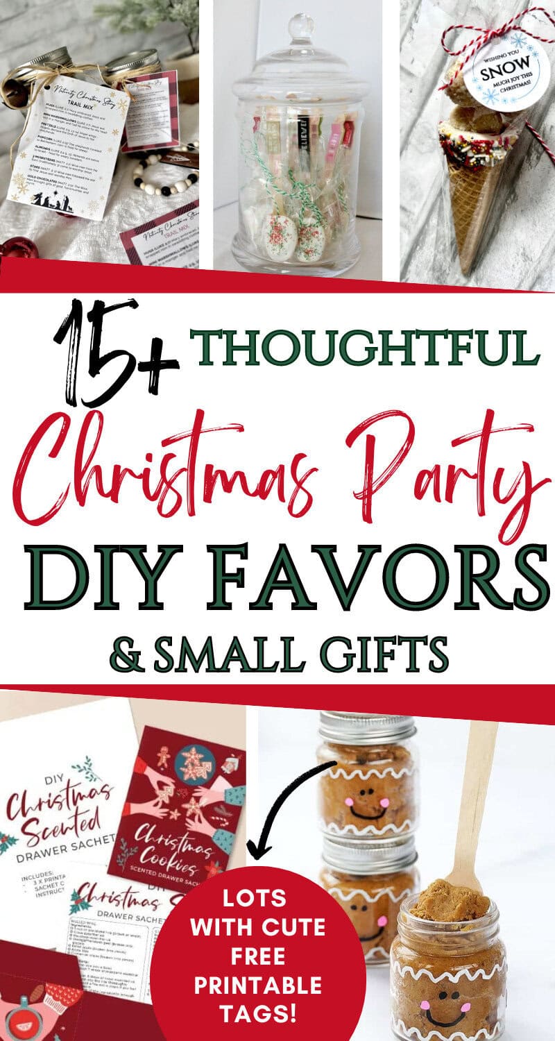 Festive DIY Christmas party favors ideas, small gifts, and holiday crafts for homemade Christmas celebrations and gifting.