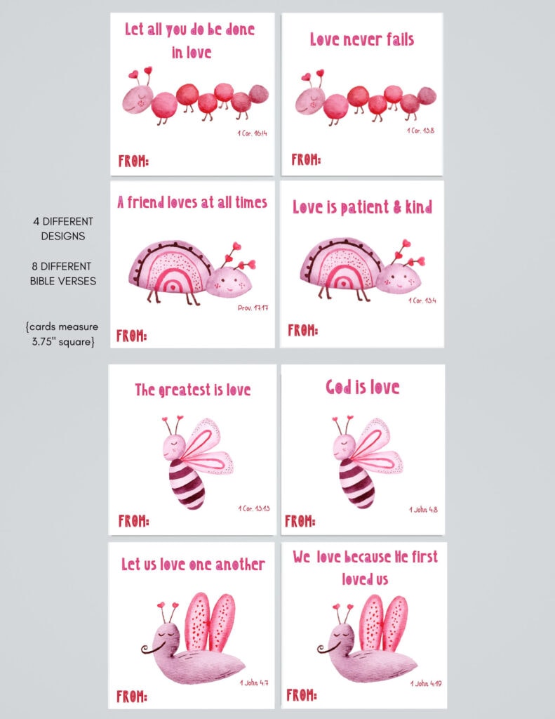 love bug valentine card for with christian Bible verses on love free printable
