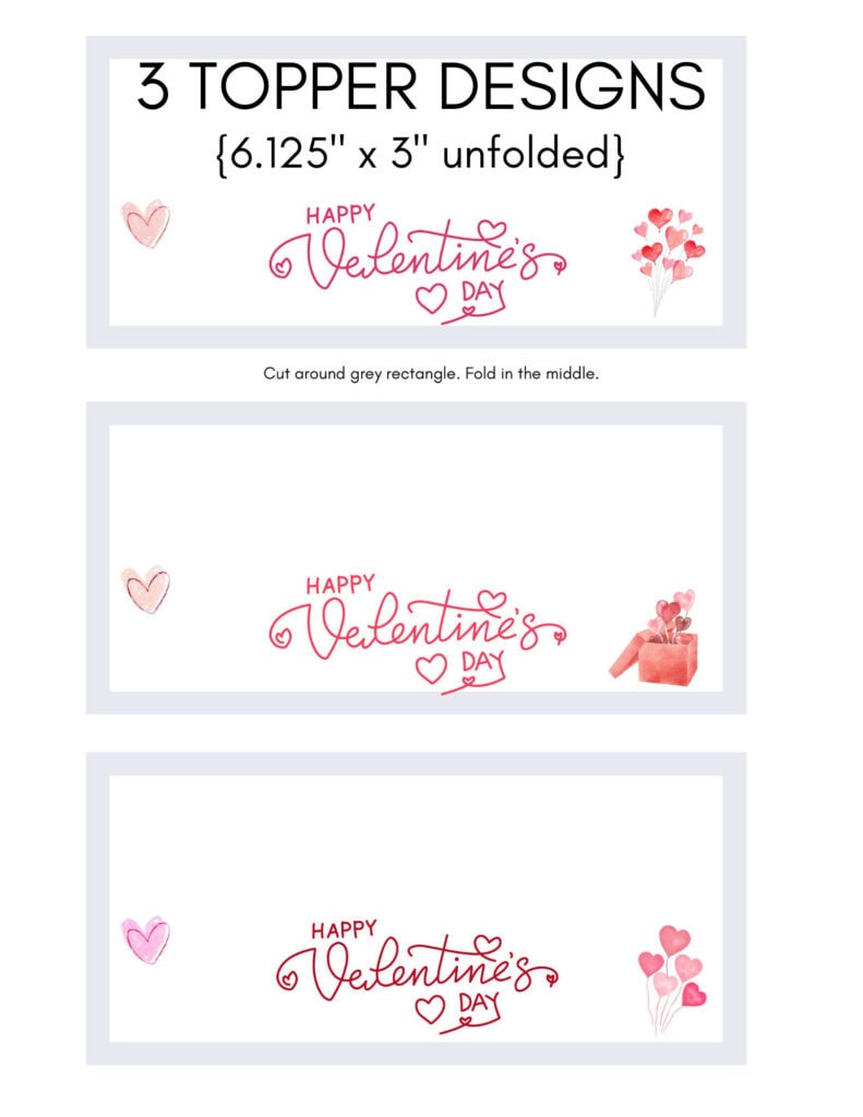 topper for valentine cards 3 designs