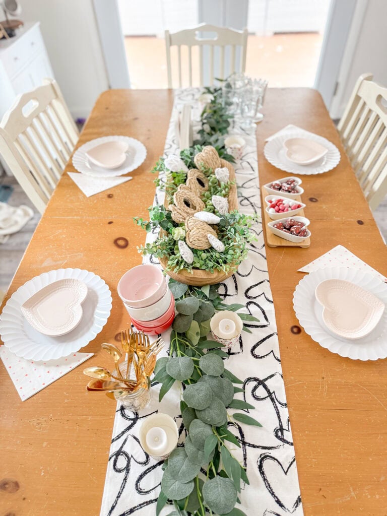 valentine tablescape with heart plate