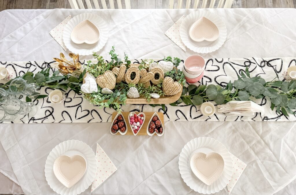 Valentine's Day place setting for neutral valentine's day decor