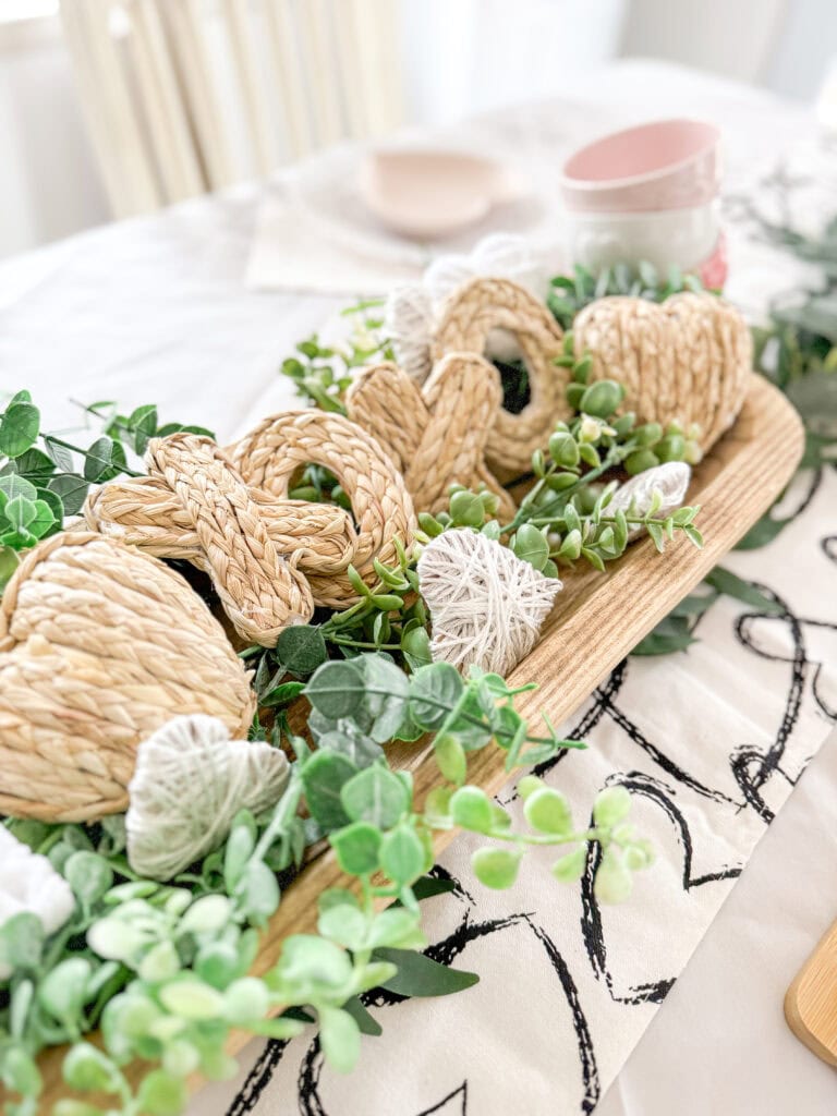 dough bowl with heart xo decor for valentine centerpiece
