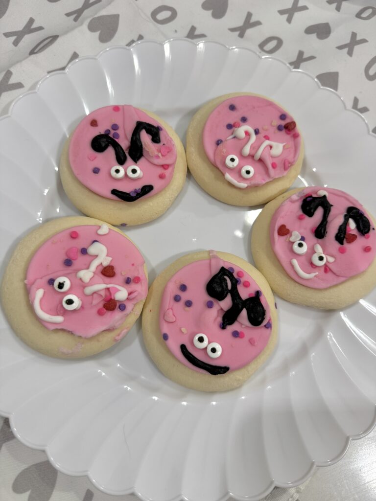 pink love bug cookies for valentines day for treats