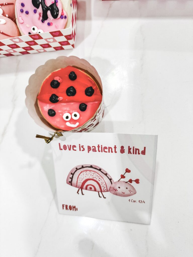 snack cup with love bug ladybug cookies for valentines day