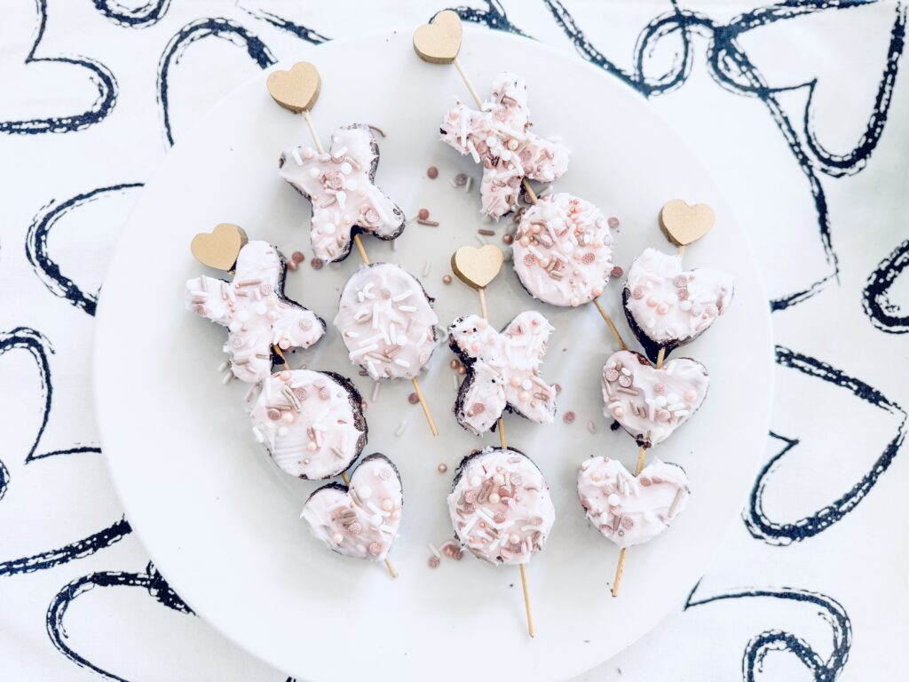 iced brownies xoxo valentine kabobs on skewers for galentine party