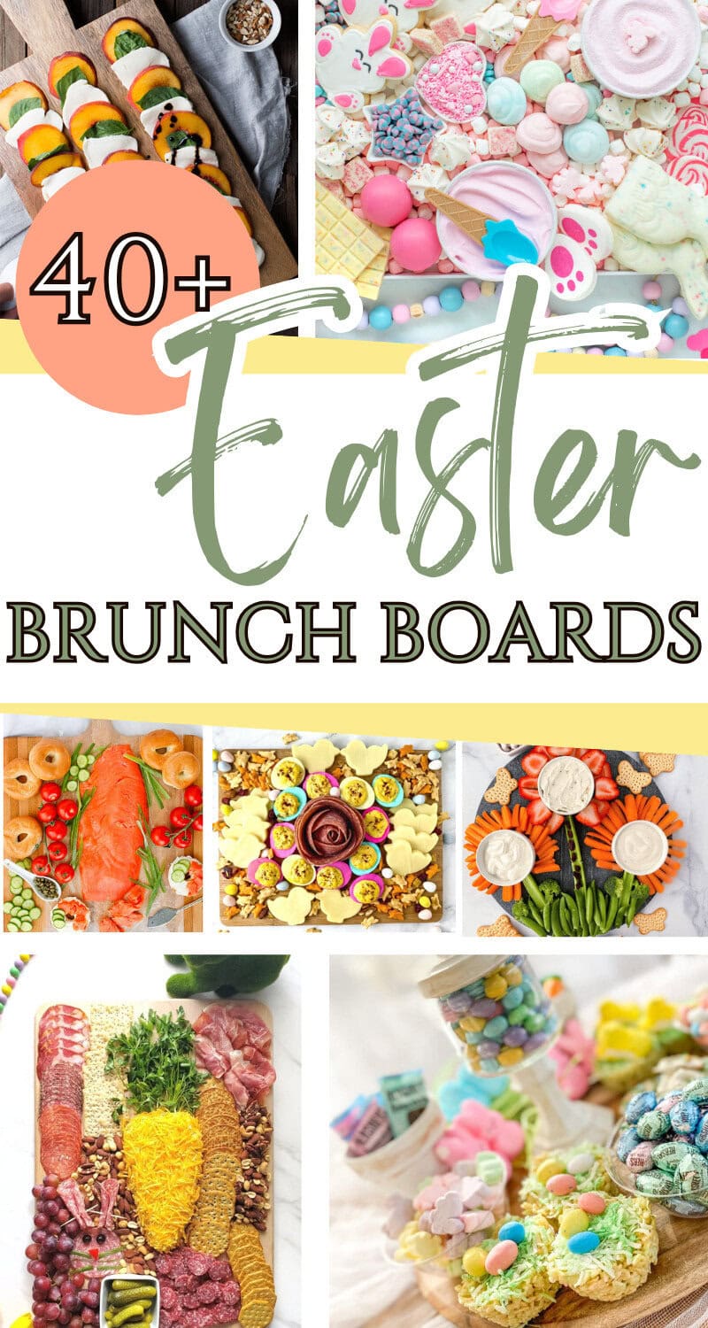easter charcuterie brunch board collage