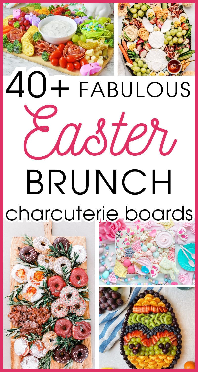 easter charcuterie brunch board collage