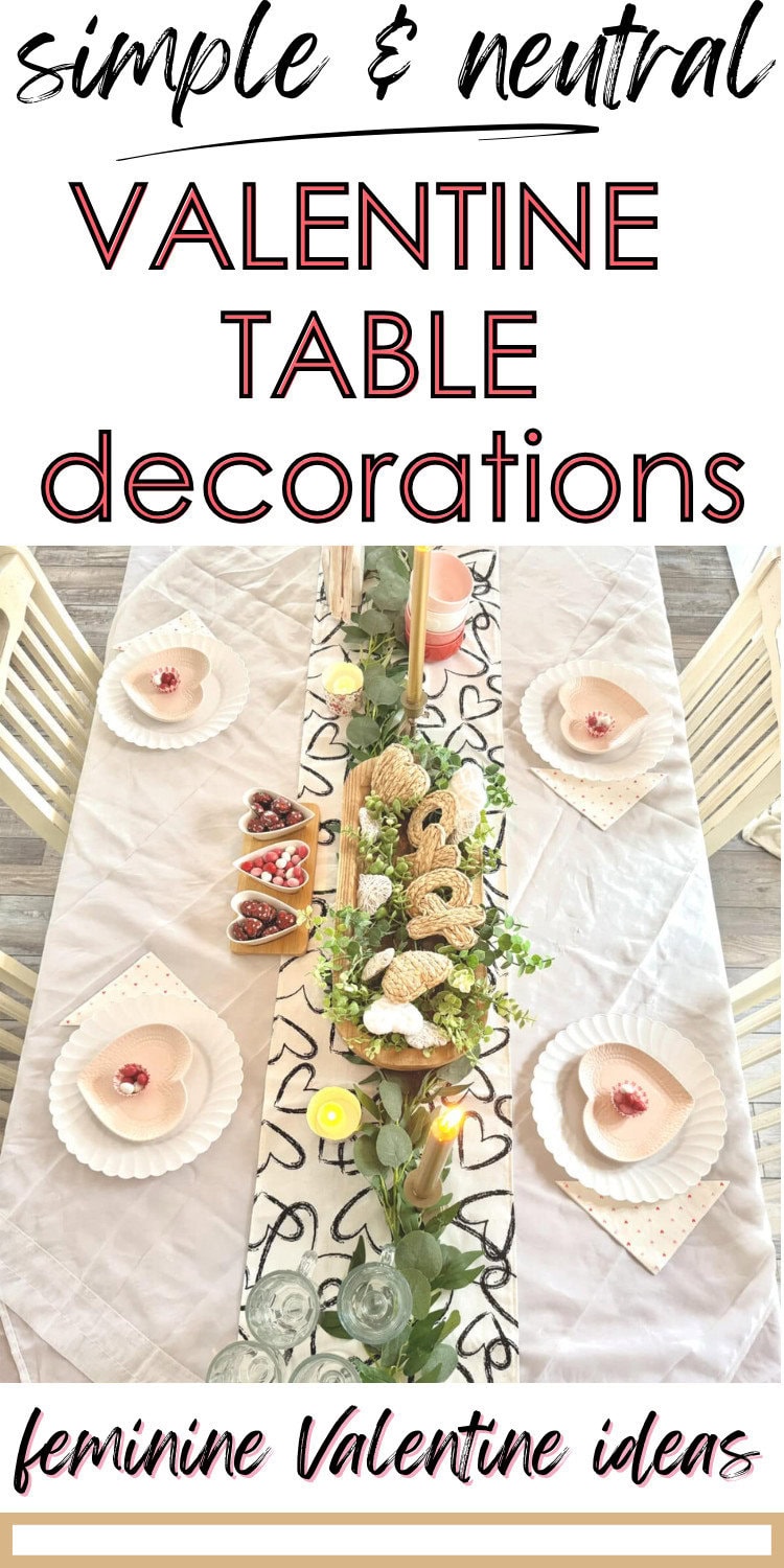 Butte plate with pink heart-shaped desserts, arranged on a cozy Valentine's Day dinner table with rose-themed decorations and greenery, perfect for feminine Valentine's ideas and celebrations.