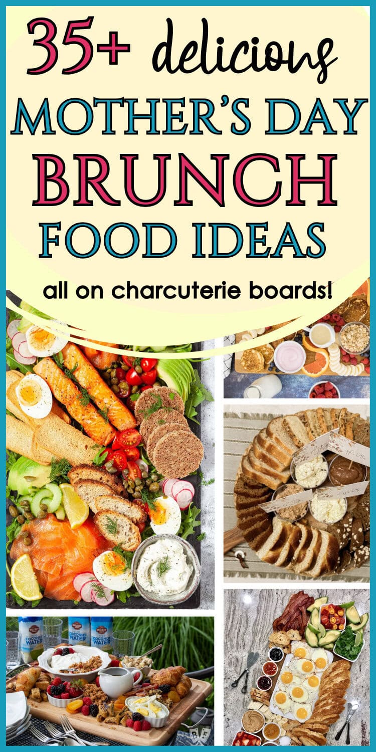 mother's day brunch board collage with bread board, breakfast board