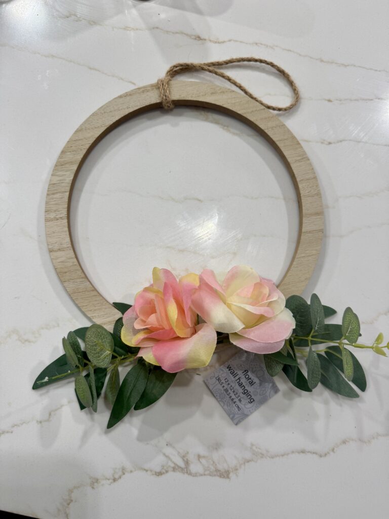 wood wreath form with flowers