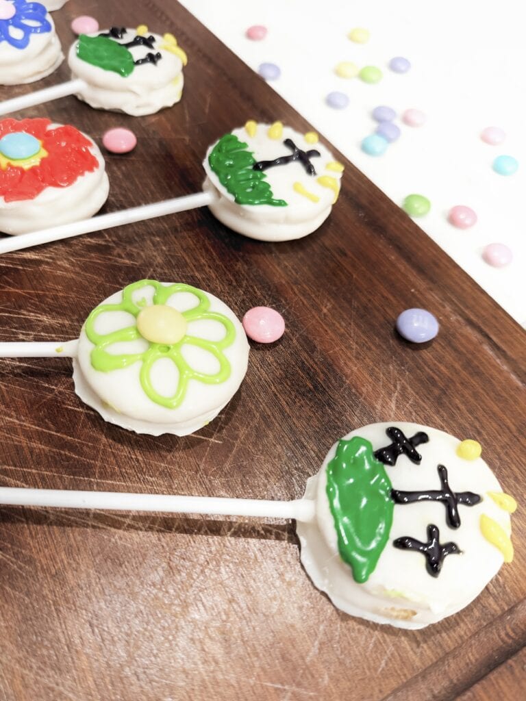 crosses on oreo pops with flowers