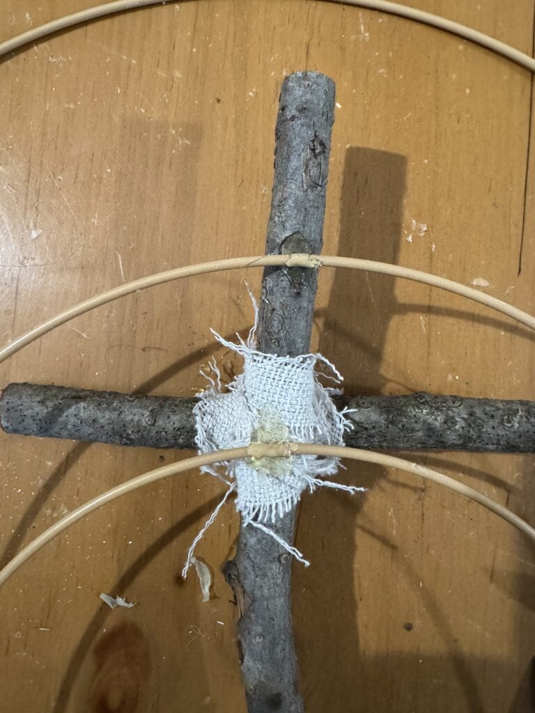 hot glue fabric to metal wreath