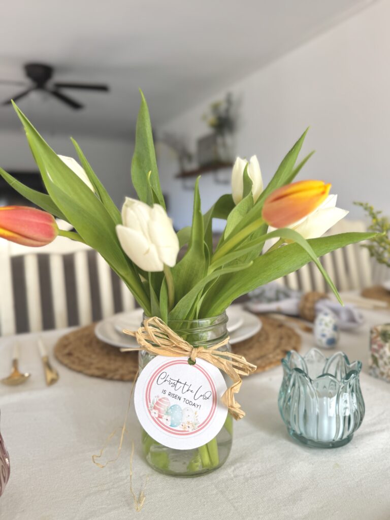 christian easter tag on flower display