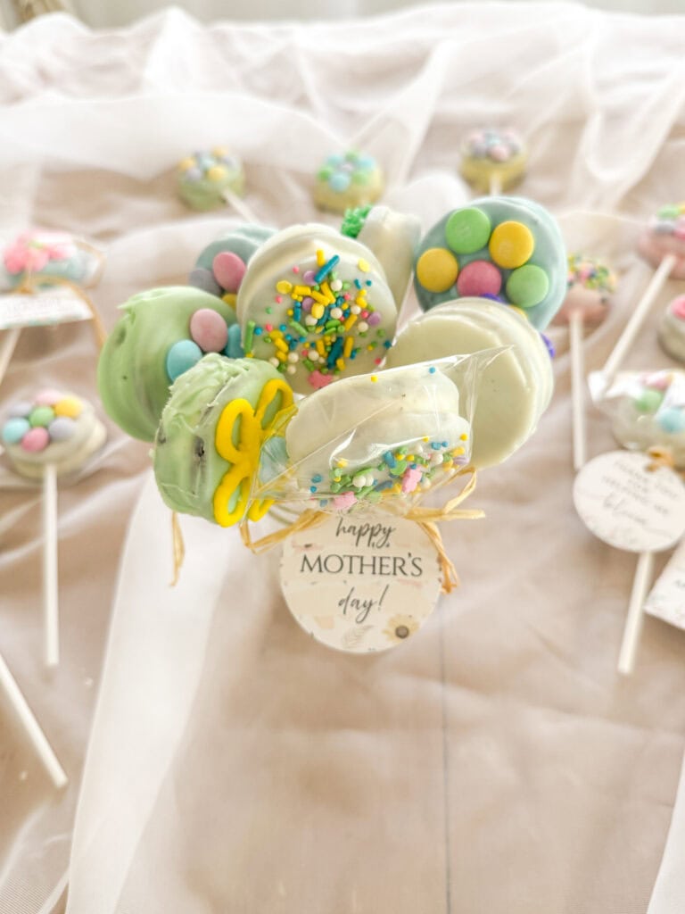 happy mother's day bouquet with oreo flower pops