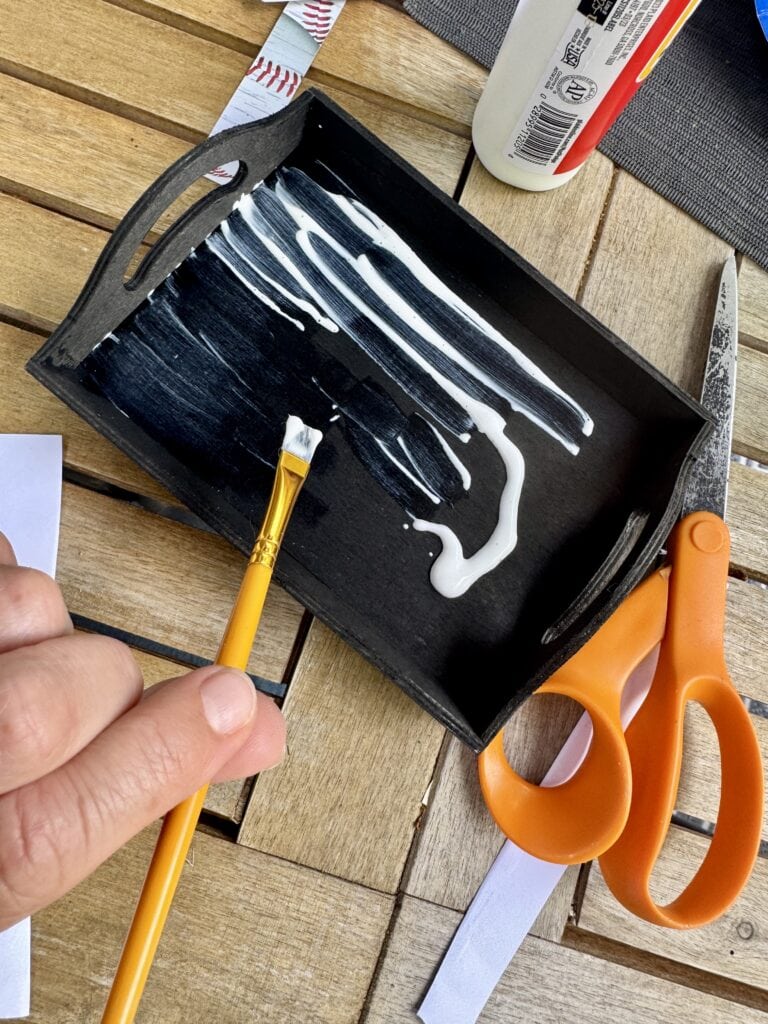 Mod podge inside tray