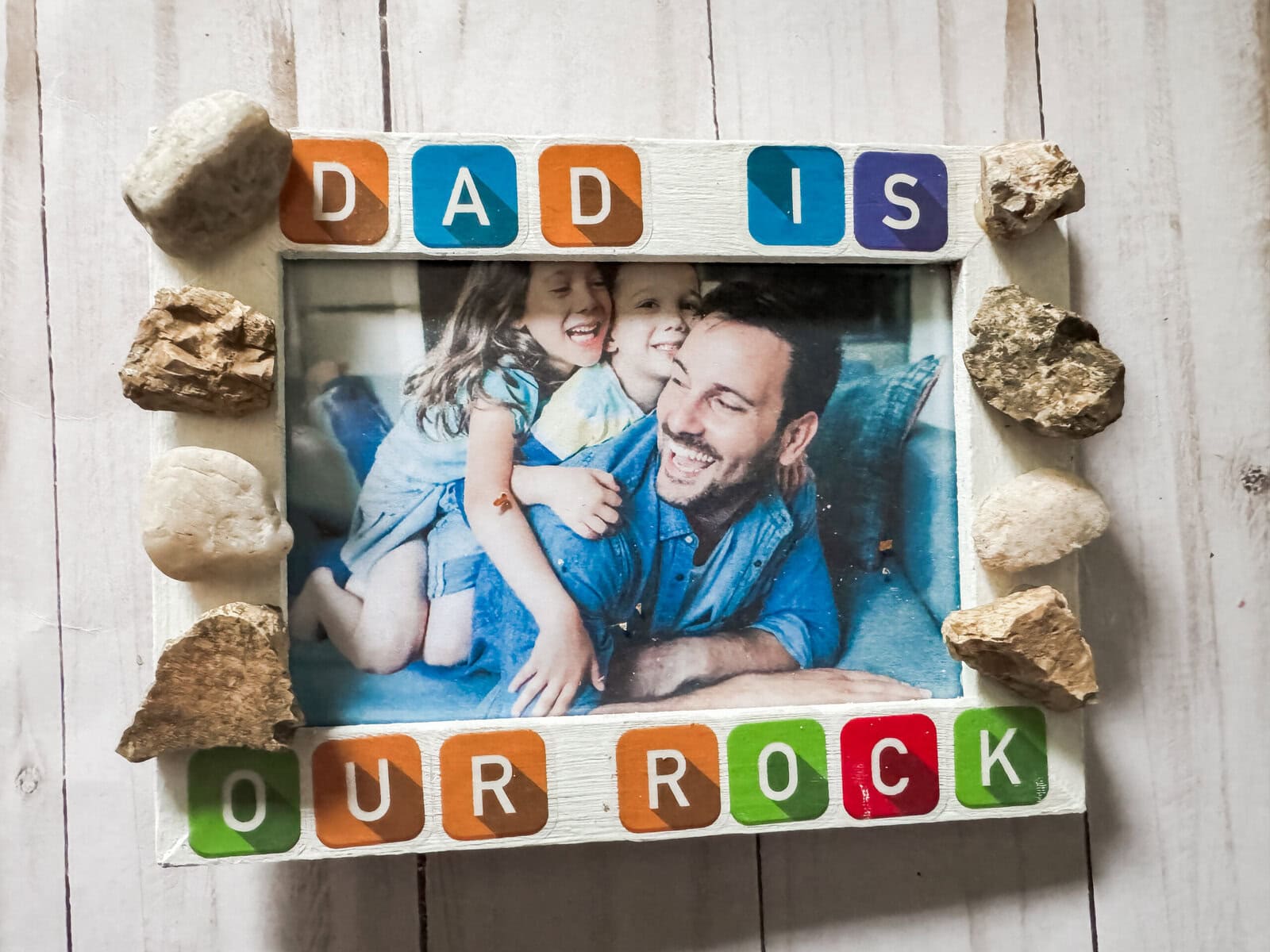 “Dad is My Rock” Frame DIY Gift: Easy Dollar Tree Craft