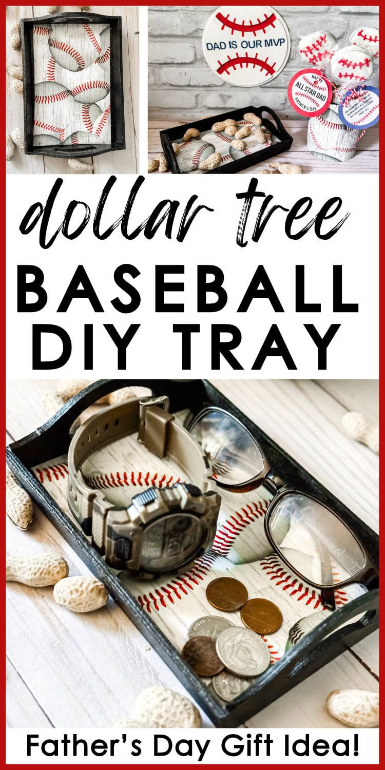 dollar tree baseball diy tray for father's day gift